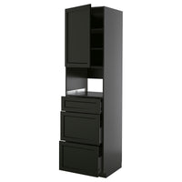 METOD / KNIVSHULT high cabinet f built-in appliances, black-grey/Lerhyttan black stained, 60x60x220 cm