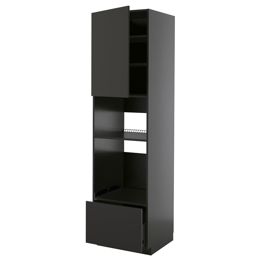 METOD / KNIVSHULT high cabinet f built-in appliances, black-grey/Nickebo matt anthracite, 60x60x220 cm