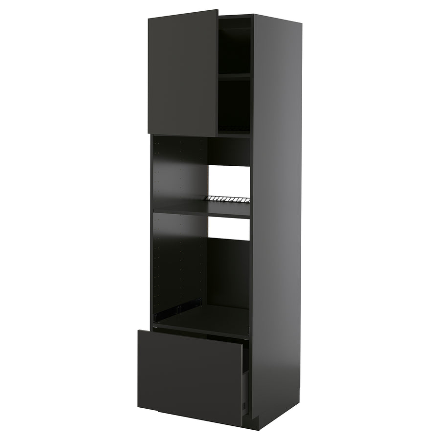 METOD / KNIVSHULT high cabinet f built-in appliances, black-grey/Nickebo matt anthracite, 60.0x200.0x60.0 cm
