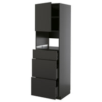 METOD / KNIVSHULT high cabinet f built-in appliances, black-grey/Nickebo matt anthracite, 60x60x200 cm