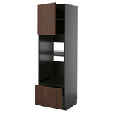 METOD / KNIVSHULT high cabinet f built-in appliances, black-grey/Sinarp brown, 60x60x200 cm