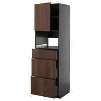 METOD / KNIVSHULT high cabinet f built-in appliances, black-grey/Sinarp brown, 60x60x200 cm
