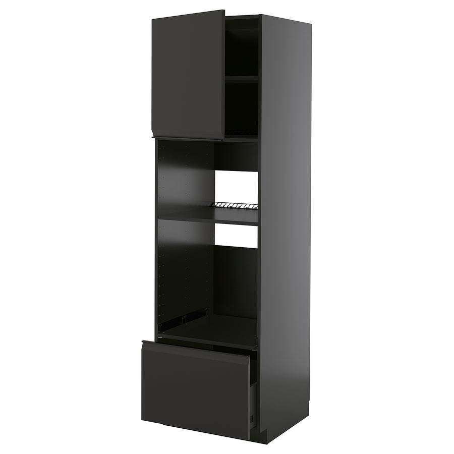 METOD / KNIVSHULT high cabinet f built-in appliances, black-grey/Upplöv matt anthracite, 60x60x200 cm