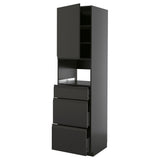 METOD / KNIVSHULT high cabinet f built-in appliances, black-grey/Upplöv matt anthracite, 60x60x220 cm