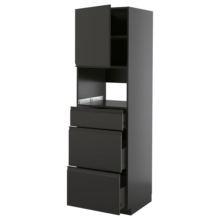 METOD / KNIVSHULT high cabinet f built-in appliances, black-grey/Upplöv matt anthracite, 60.0x200.0x60.0 cm