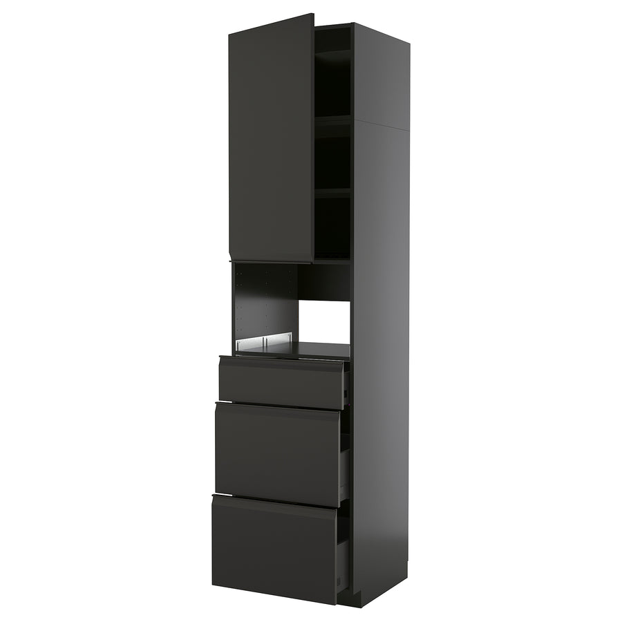 METOD / KNIVSHULT high cabinet f built-in appliances, black-grey/Upplöv matt anthracite, 60x60x240 cm