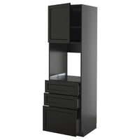 METOD / KNIVSHULT high cab f oven w door/3 drawers, black-grey/Lerhyttan black stained, 60x60x200 cm