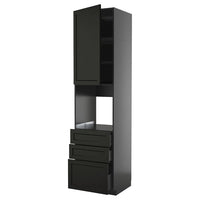 METOD / KNIVSHULT high cab f oven w door/3 drawers, black-grey/Lerhyttan black stained, 60x60x240 cm