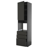 METOD / KNIVSHULT high cab f oven w door/3 drawers, black-grey/Upplöv matt anthracite, 60x60x240 cm