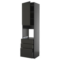 METOD / KNIVSHULT high cab f oven w door/3 drawers, black-grey/Upplöv matt anthracite, 60x60x240 cm