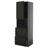 METOD / KNIVSHULT hi cab f micro w door/2 drawers, black-grey/Lerhyttan black stained, 60x60x200 cm
