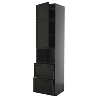 METOD / KNIVSHULT hi cab f micro w door/2 drawers, black-grey/Lerhyttan black stained, 60x60x240 cm