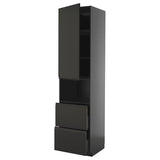 METOD / KNIVSHULT hi cab f micro w door/2 drawers, black-grey/Upplöv matt anthracite, 60x60x240 cm