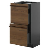 METOD / KNIVSHULT base cab with 2 fronts/3 drawers, black-grey/Stensta dark brown ash veneer, 40x37 cm