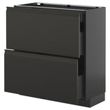 METOD / KNIVSHULT base cab with 2 fronts/3 drawers, black-grey/Upplöv matt anthracite, 80x37 cm