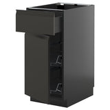 METOD / KNIVSHULT base cab w wire basket/drawer/door, black-grey/Upplöv matt anthracite, 40x60 cm