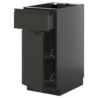 METOD / KNIVSHULT base cab w wire basket/drawer/door, black-grey/Upplöv matt anthracite, 40x60 cm