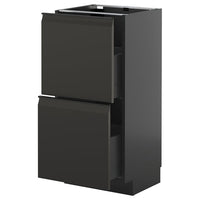 METOD / KNIVSHULT base cabinet with 2 drawers, black-grey/Upplöv matt anthracite, 40x37 cm