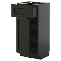 METOD / KNIVSHULT base cabinet with drawer/door, black-grey/Lerhyttan black stained, 40x37 cm