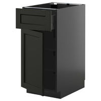 METOD / KNIVSHULT base cabinet with drawer/door, black-grey/Lerhyttan black stained, 40x60 cm