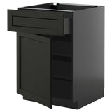 METOD / KNIVSHULT base cabinet with drawer/door, black-grey/Lerhyttan black stained, 60x60 cm