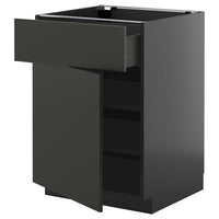 METOD / KNIVSHULT base cabinet with drawer/door, black-grey/Nickebo matt anthracite, 60x60 cm