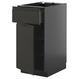 METOD / KNIVSHULT base cabinet with drawer/door, black-grey/Upplöv matt anthracite, 40x60 cm