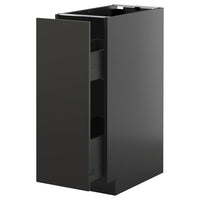 METOD / KNIVSHULT base cabinet/pull-out int fittings, black-grey/Nickebo matt anthracite, 30x60 cm