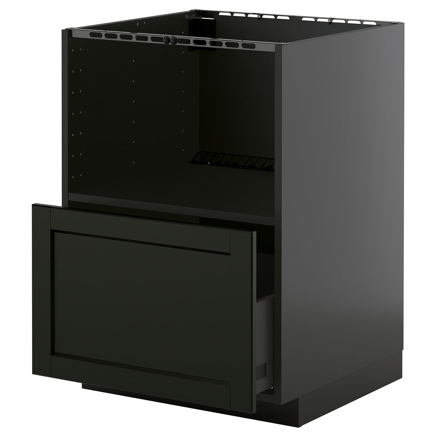 METOD / KNIVSHULT base cabinet f built-in appliances, black-grey/Lerhyttan black stained, 60x60 cm