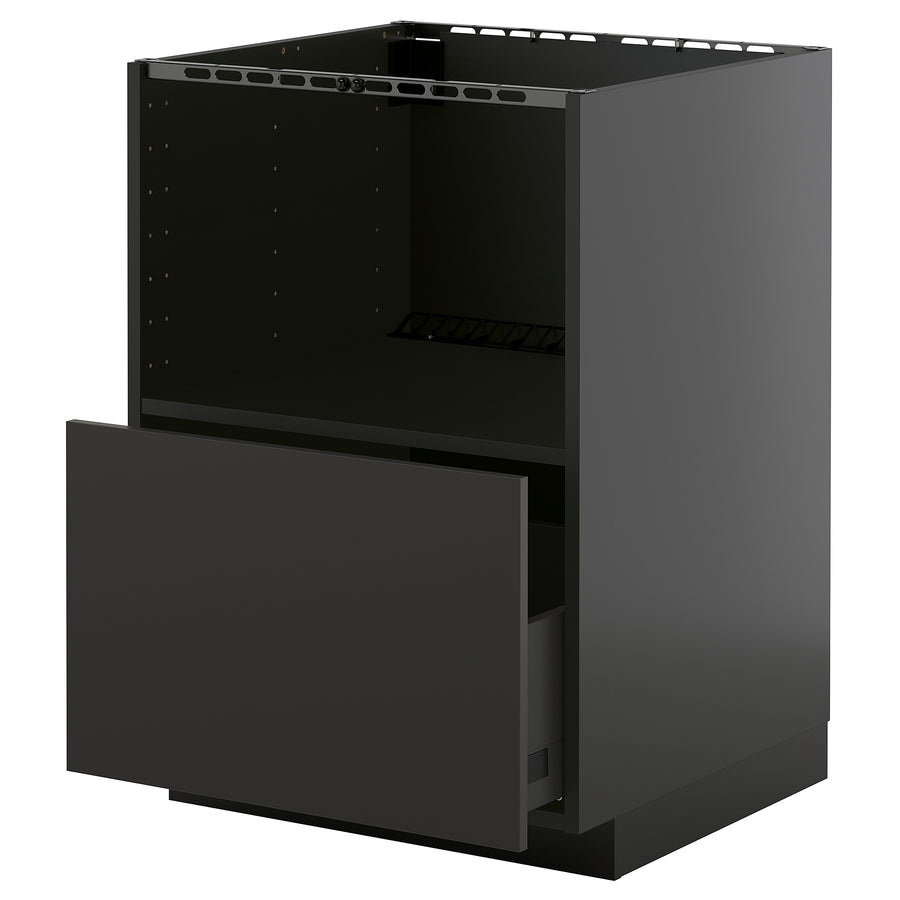 METOD / KNIVSHULT base cabinet f built-in appliances, black-grey/Nickebo matt anthracite, 60x60 cm