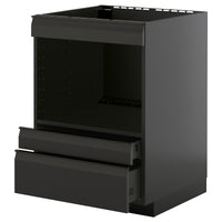 METOD / KNIVSHULT base cabinet f built-in appliances, black-grey/Upplöv matt anthracite, 60x60 cm