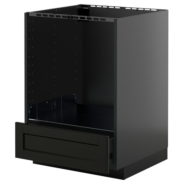 METOD / KNIVSHULT base cabinet for oven with drawer, black-grey/Lerhyttan black stained, 60x60 cm