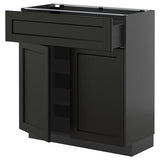 METOD / KNIVSHULT base cabinet with drawer/2 doors, black-grey/Lerhyttan black stained, 80x37 cm