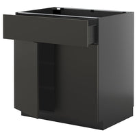 METOD / KNIVSHULT base cabinet with drawer/2 doors, black-grey/Nickebo matt anthracite, 80x60 cm