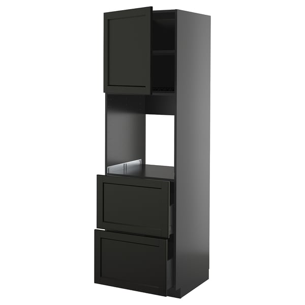 METOD / KNIVSHULT hi cab f ov w dr/2 frnts/2 hi drwrs, black-grey/Lerhyttan black stained, 60x60x200 cm
