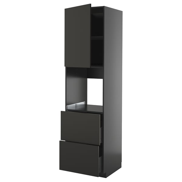 METOD / KNIVSHULT hi cab f ov w dr/2 frnts/2 hi drwrs, black-grey/Nickebo matt anthracite, 60x60x220 cm