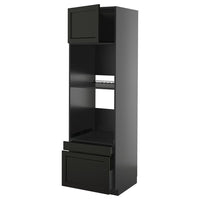 METOD / KNIVSHULT hi cab f ov/combi ov w dr/2 drwrs, black-grey/Lerhyttan black stained, 60x60x200 cm