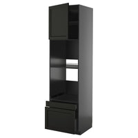 METOD / KNIVSHULT hi cab f ov/combi ov w dr/2 drwrs, black-grey/Lerhyttan black stained, 60x60x220 cm