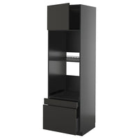METOD / KNIVSHULT hi cab f ov/combi ov w dr/2 drwrs, black-grey/Nickebo matt anthracite, 60x60x200 cm