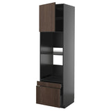 METOD / KNIVSHULT hi cab f ov/combi ov w dr/2 drwrs, black-grey/Sinarp brown, 60x60x220 cm