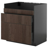 METOD / KNIVSHULT base cb f HAVSEN snk/3 frnts/2 drws, black-grey/Sinarp brown, 80x60 cm