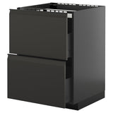 METOD / KNIVSHULT base cab f hob/2 fronts/2 drawers, black-grey/Upplöv matt anthracite, 60x60 cm