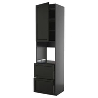 METOD / KNIVSHULT high cabinet f oven+door/2 drawers, black-grey/Lerhyttan black stained, 60x60x240 cm