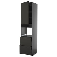 METOD / KNIVSHULT high cabinet f oven+door/2 drawers, black-grey/Nickebo matt anthracite, 60x60x240 cm