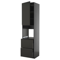 METOD / KNIVSHULT high cabinet f oven+door/2 drawers, black-grey/Upplöv matt anthracite, 60x60x240 cm