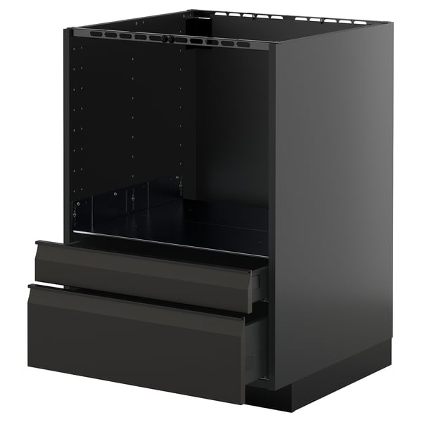 METOD / KNIVSHULT base cabinet f combi micro/drawers, black-grey/Upplöv matt anthracite, 60x60 cm