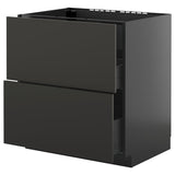METOD / KNIVSHULT base cab f hob/int extractor w drw, black-grey/Nickebo matt anthracite, 80x60 cm