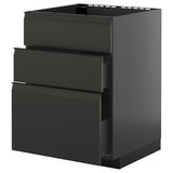 METOD / KNIVSHULT base cab f hob/int extractor w drw, black-grey/Upplöv matt anthracite, 60x60 cm