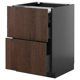 METOD / KNIVSHULT bc w pull-out work surface/3drw, black-grey/Sinarp brown, 60x60 cm
