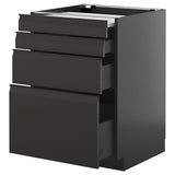 METOD / KNIVSHULT bc w pull-out work surface/3drw, black-grey/Upplöv matt anthracite, 60x60 cm